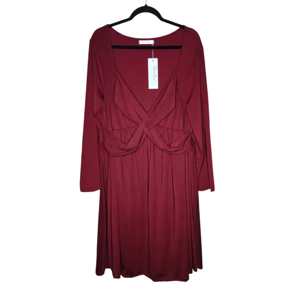 Women's Rosegal Plus Size Stretchy Cocktail Dress Burgundy Red Sz 4X / 22W - Picture 2 of 5